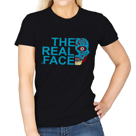 The Real Face - Womens T-Shirts RIPT Apparel Small / Black