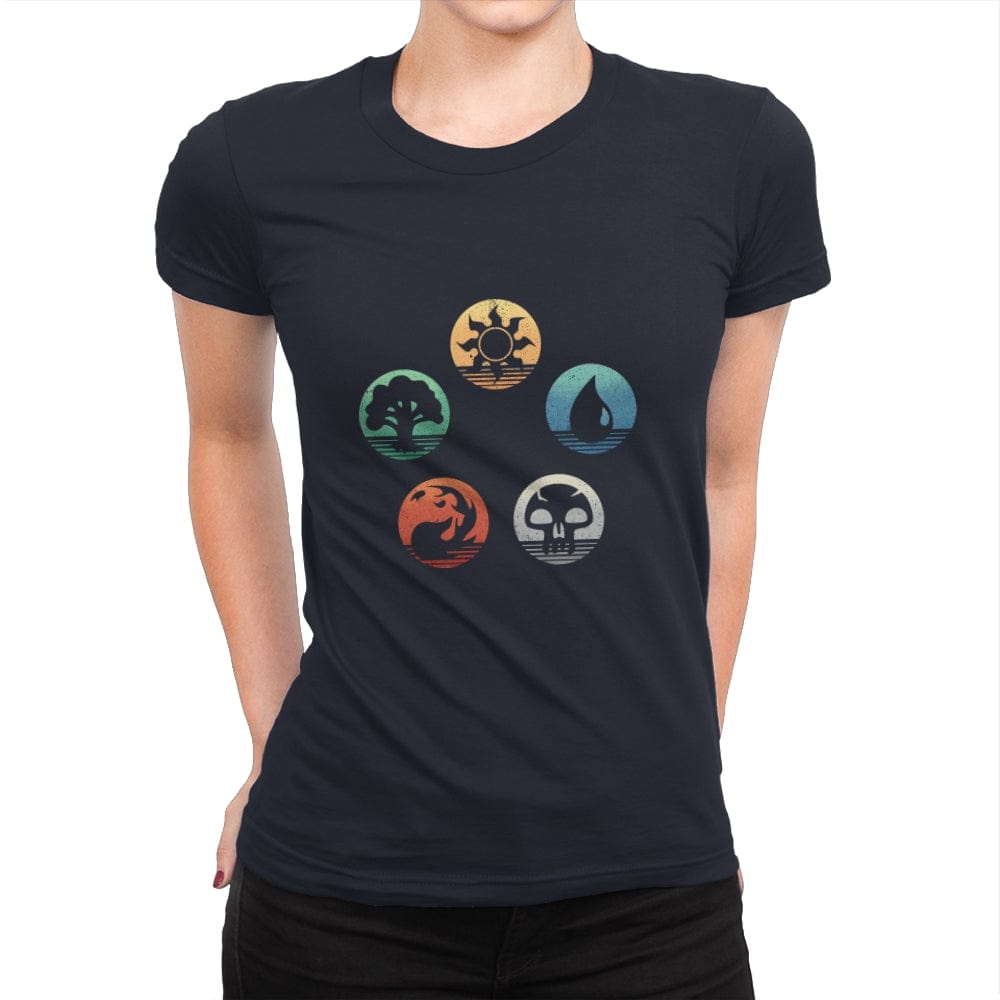 The Retro Arena of Mages and Strategists - Womens Premium T-Shirts RIPT Apparel Small / Midnight Navy