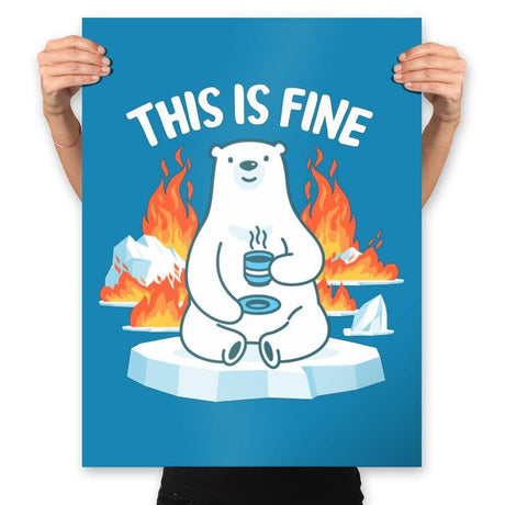 This Is Fine - Prints Posters RIPT Apparel 18x24 / Sapphire