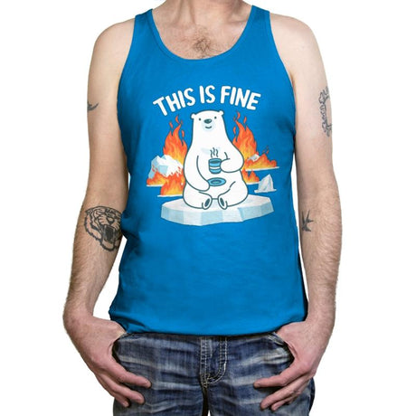 This Is Fine - Tanktop Tanktop RIPT Apparel X-Small / Teal