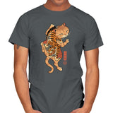 Tiger Cat Irezumi - Mens T-Shirts RIPT Apparel Small / Charcoal