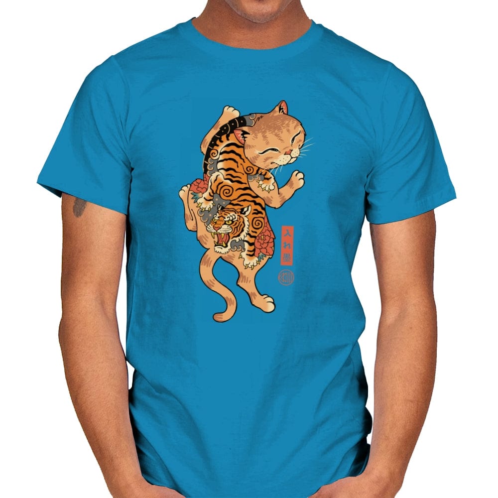 Tiger Cat Irezumi - Mens T-Shirts RIPT Apparel Small / Sapphire