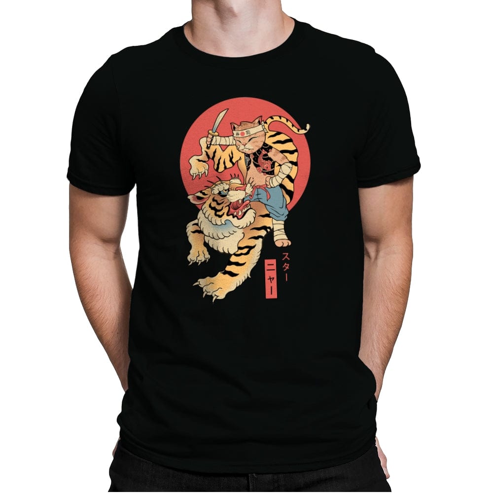 Tiger Cat Meowster - Mens Premium T-Shirts RIPT Apparel Small / Black