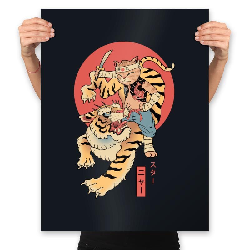 Tiger Cat Meowster - Prints Posters RIPT Apparel 18x24 / Black