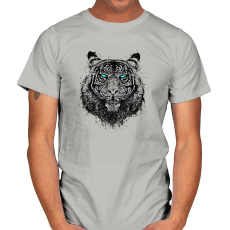 Tiger Gaze - Back to Nature - Mens T-Shirts RIPT Apparel Small / Ice Grey