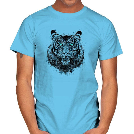 Tiger Gaze - Back to Nature - Mens T-Shirts RIPT Apparel Small / Sky