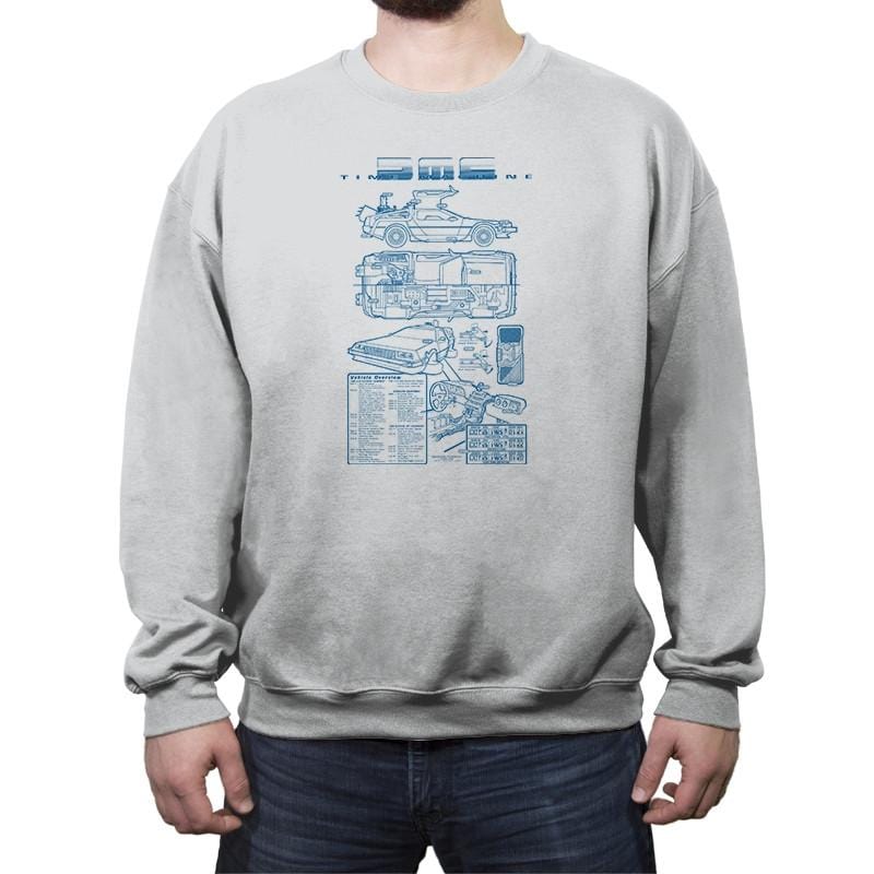 Time Machine Technical Blueprint - Crew Neck Sweatshirt Crew Neck Sweatshirt RIPT Apparel