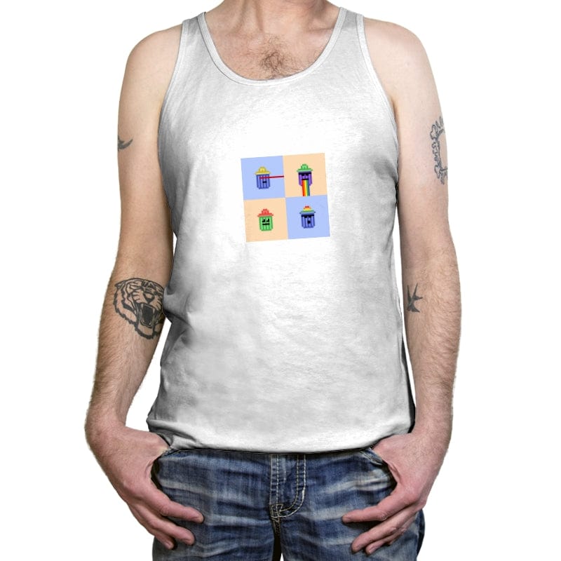 Tiny Trashcan Panels Pop - Tanktop Tanktop RIPT Apparel X-Small / White