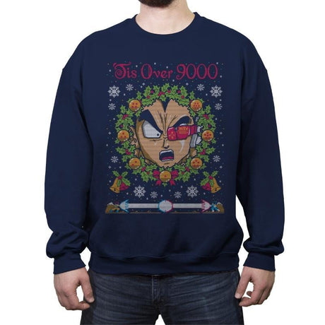 Tis' Over 9000 - Ugly Holiday - Crew Neck Sweatshirt Crew Neck Sweatshirt Gooten 3x-large / Navy