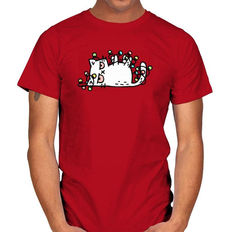 Tis The Season To Sparkle Cat - Mens T-Shirts RIPT Apparel Small / Red