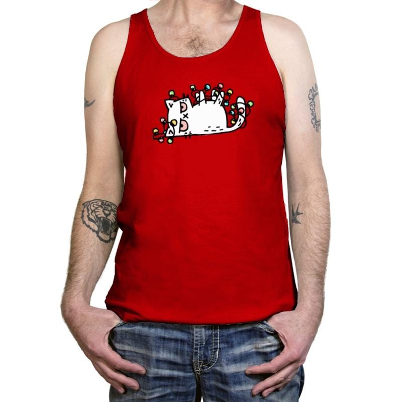 Tis The Season To Sparkle Cat - Tanktop Tanktop RIPT Apparel X-Small / Red