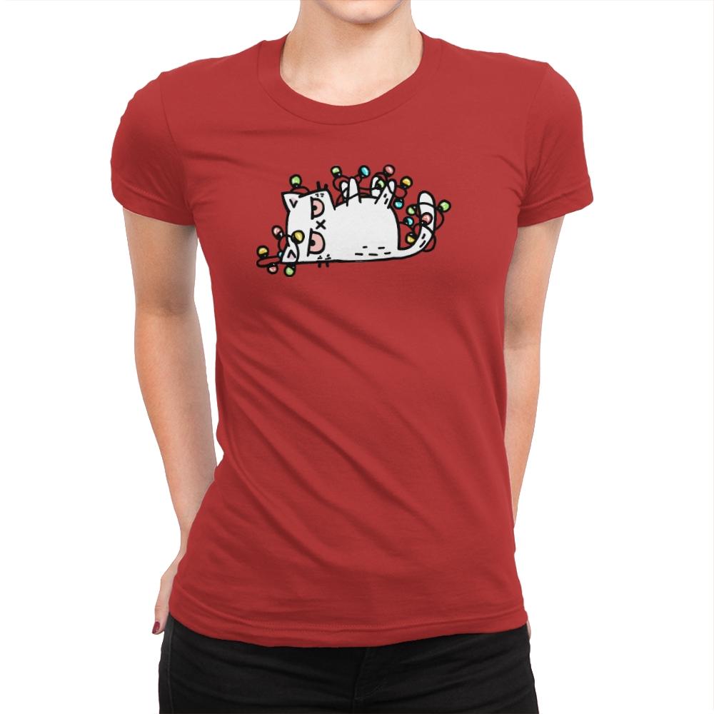 Tis The Season To Sparkle Cat - Womens Premium T-Shirts RIPT Apparel Small / Red