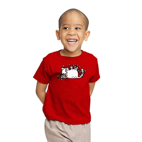 Tis The Season To Sparkle Cat - Youth T-Shirts RIPT Apparel X-small / Red