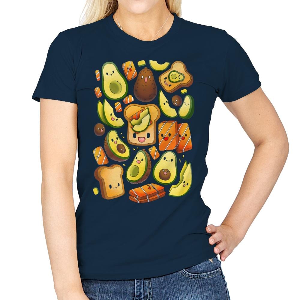 Toast Avocado Salmon - Womens T-Shirts RIPT Apparel Small / Navy