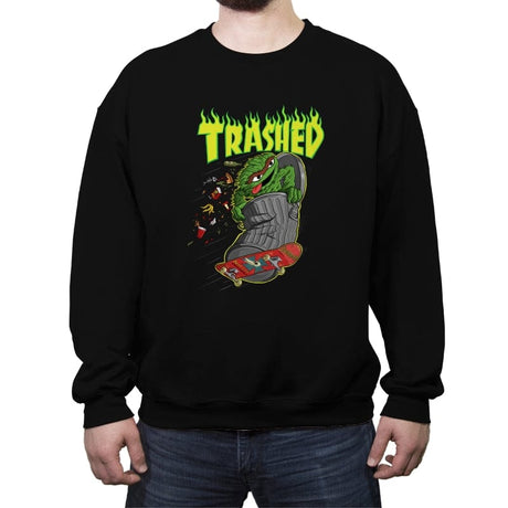 Trashed - Crew Neck Sweatshirt Crew Neck Sweatshirt RIPT Apparel Small / Black