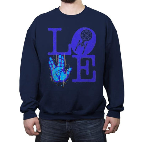 Trekkie Love - Crew Neck Sweatshirt Crew Neck Sweatshirt RIPT Apparel Small / Navy