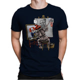 Triple Clown Portrait - Mens Premium T-Shirts RIPT Apparel Small / Midnight Navy