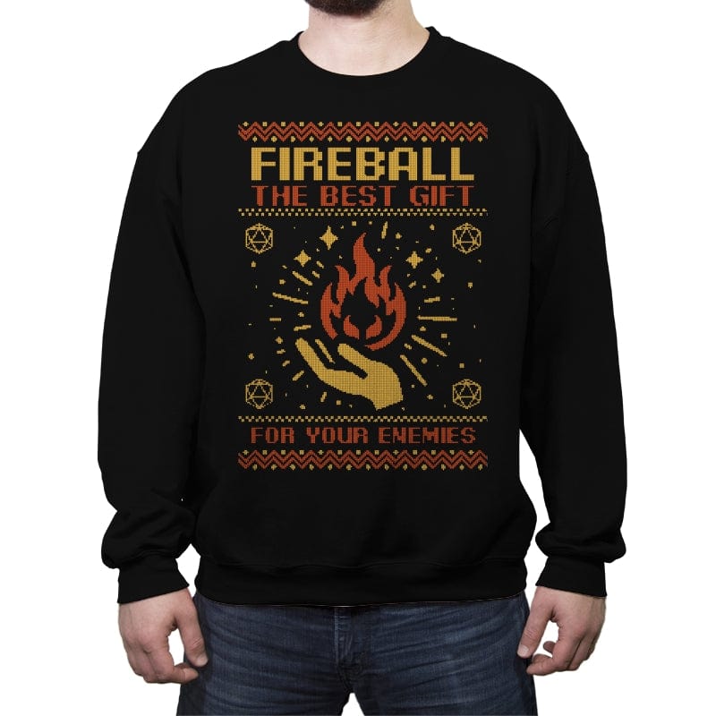 Ugly Sweater RPG Fireball - Crew Neck Sweatshirt Crew Neck Sweatshirt RIPT Apparel Small / Black