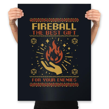 Ugly Sweater RPG Fireball - Prints Posters RIPT Apparel 18x24 / Black