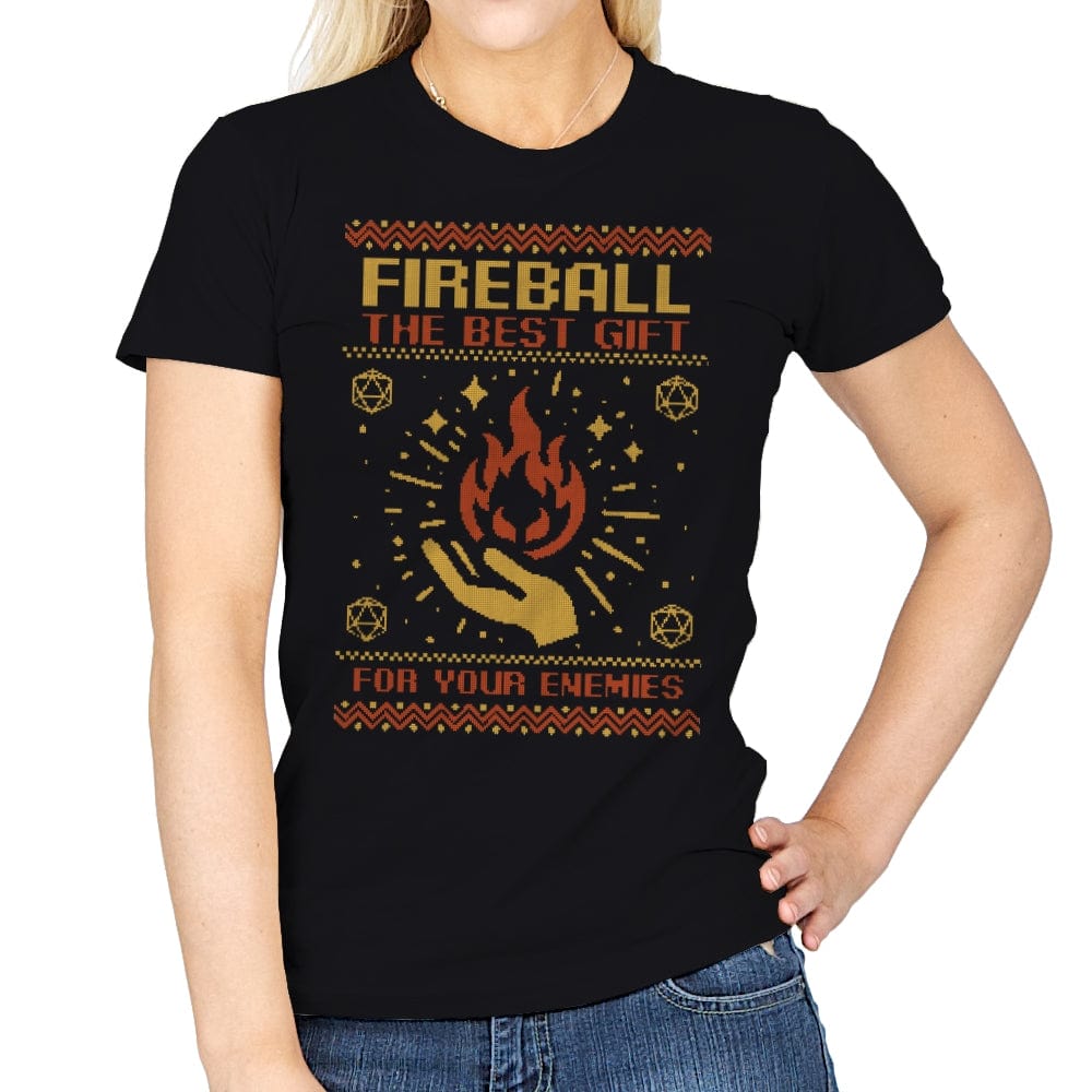 Ugly Sweater RPG Fireball - Womens T-Shirts RIPT Apparel Small / Black