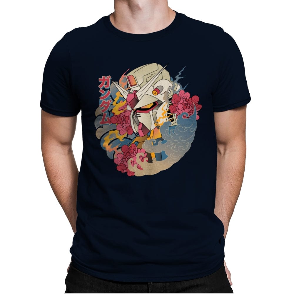 Ukiyo-e Gundam - Mens Premium T-Shirts RIPT Apparel Small / Midnight Navy