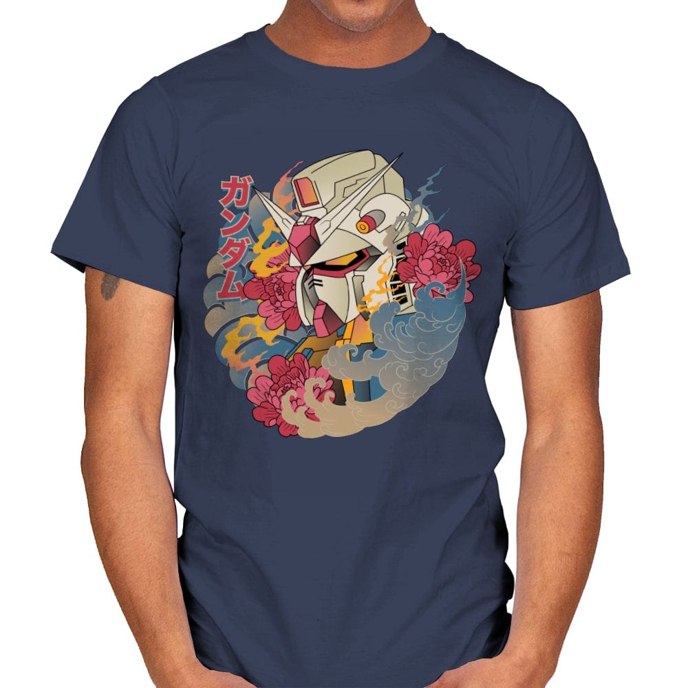 Ukiyo-e Gundam - Mens T-Shirts RIPT Apparel Small / Navy