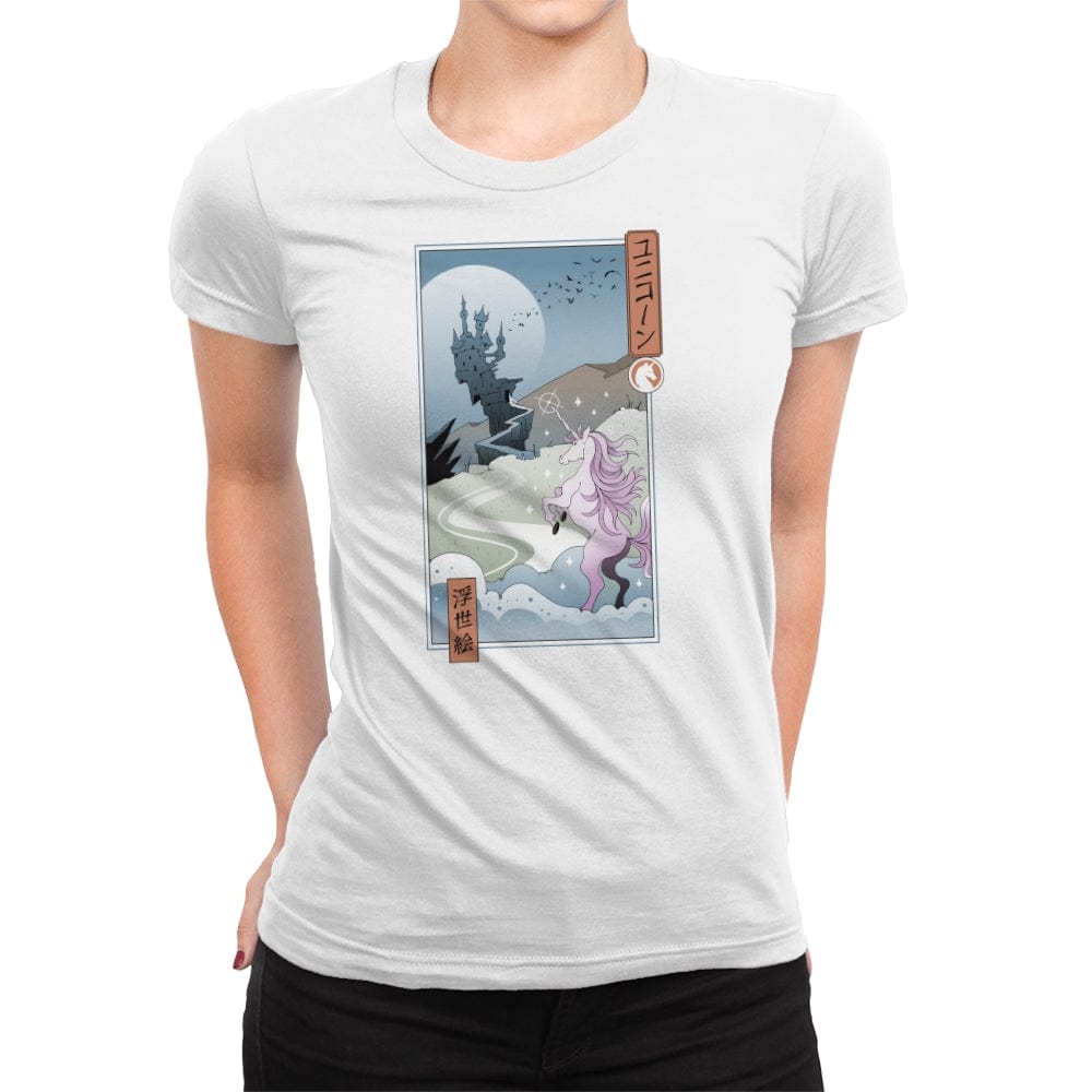 Unicorn Ukiyo-e - Womens Premium T-Shirts RIPT Apparel Small / White