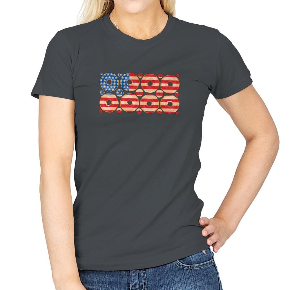 USA Donuts Exclusive - Star-Spangled - Womens T-Shirts RIPT Apparel Small / Charcoal