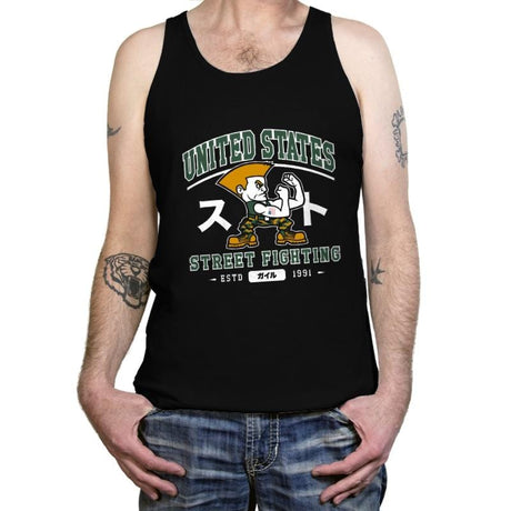 USA Street Fighting - Tanktop Tanktop RIPT Apparel X-Small / Black