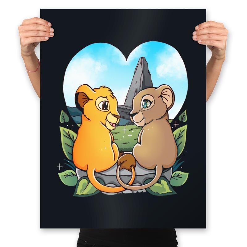 Valentine Lions - Prints Posters RIPT Apparel 18x24 / Black