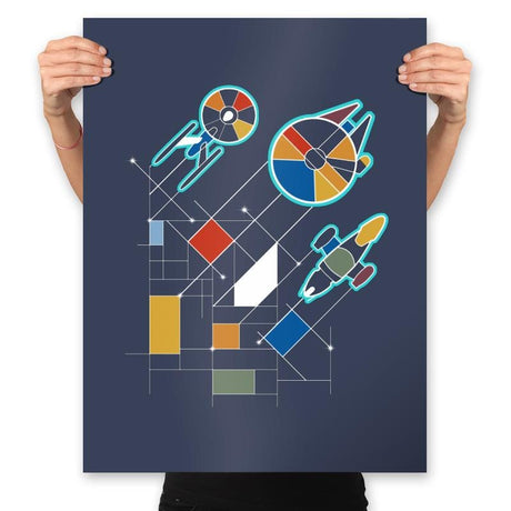 Vanguard Spaceships - Prints Posters RIPT Apparel 18x24 / Navy