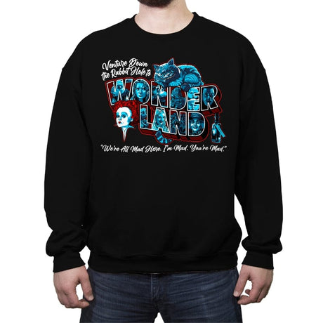 Venture Down to Wonderland - Crew Neck Sweatshirt Crew Neck Sweatshirt RIPT Apparel Small / Black