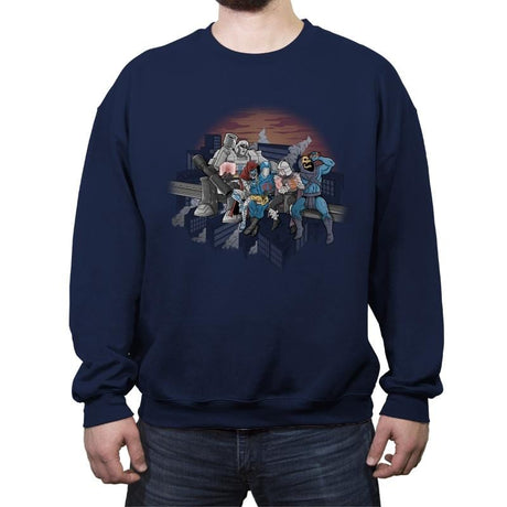 Villains Atop A Skyscraper - Crew Neck Sweatshirt Crew Neck Sweatshirt RIPT Apparel