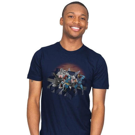 Villains Atop A Skyscraper - Mens T-Shirts RIPT Apparel Small / Navy