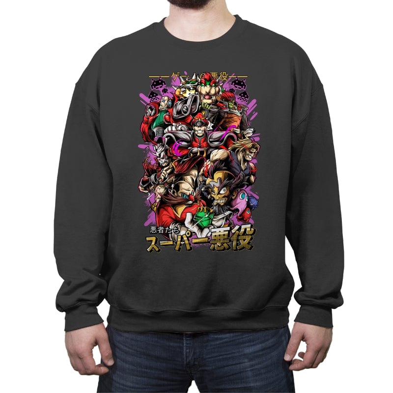 Villains Nostalgic Games - Crew Neck Sweatshirt Crew Neck Sweatshirt RIPT Apparel Small / Charcoal