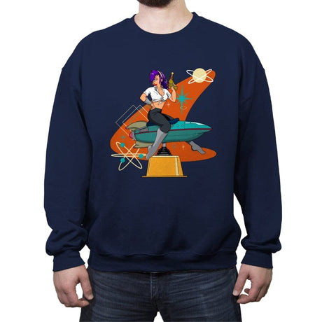 Vintage Future Pin Up - Crew Neck Sweatshirt Crew Neck Sweatshirt RIPT Apparel Small / Navy