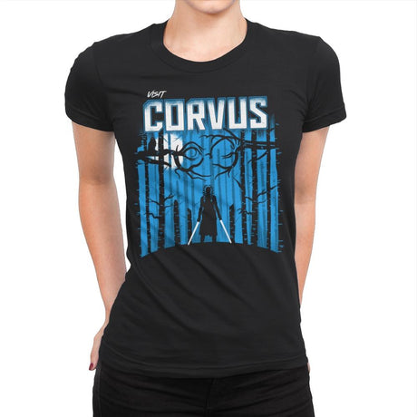 Visit Corvus - Womens Premium T-Shirts RIPT Apparel Small / Black