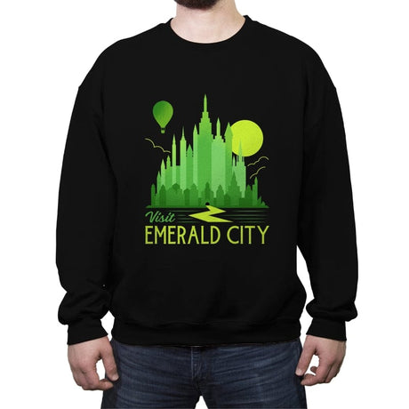 Visit Emerald City - Crew Neck Sweatshirt Crew Neck Sweatshirt RIPT Apparel Small / Black