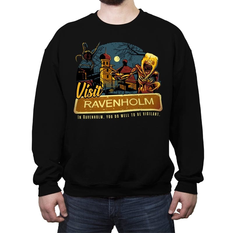 Visit Ravenholm - Crew Neck Sweatshirt Crew Neck Sweatshirt RIPT Apparel Small / Black