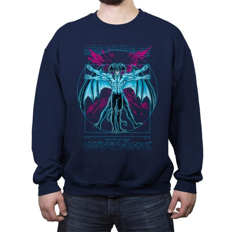 Vitruvian Devil - Crew Neck Sweatshirt Crew Neck Sweatshirt RIPT Apparel Small / Navy