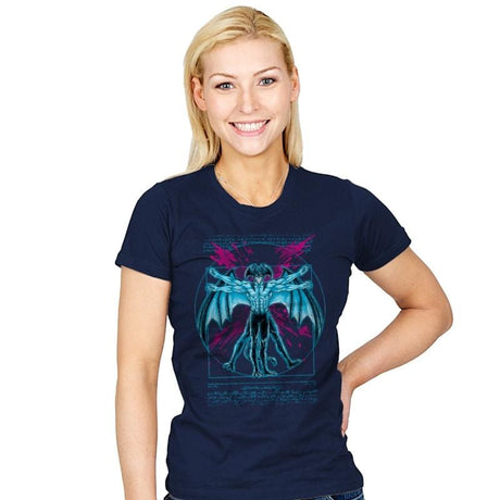 Vitruvian Devil - Womens T-Shirts RIPT Apparel Small / Navy