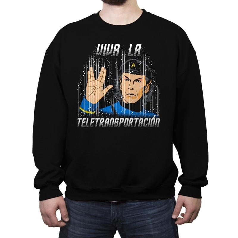 Viva la Teletransportación - Crew Neck Sweatshirt Crew Neck Sweatshirt RIPT Apparel Small / Black