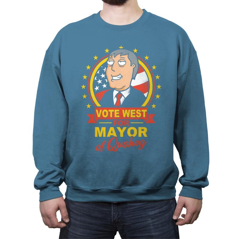 Vote West - Crew Neck Sweatshirt Crew Neck Sweatshirt RIPT Apparel Small / Indigo Blue