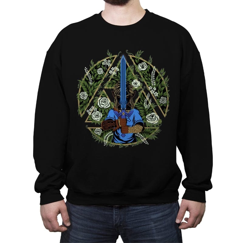 Warrior in the Forest - Crew Neck Sweatshirt Crew Neck Sweatshirt RIPT Apparel Small / Black