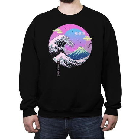 Wave Aesthetics - Crew Neck Sweatshirt Crew Neck Sweatshirt RIPT Apparel Small / Black