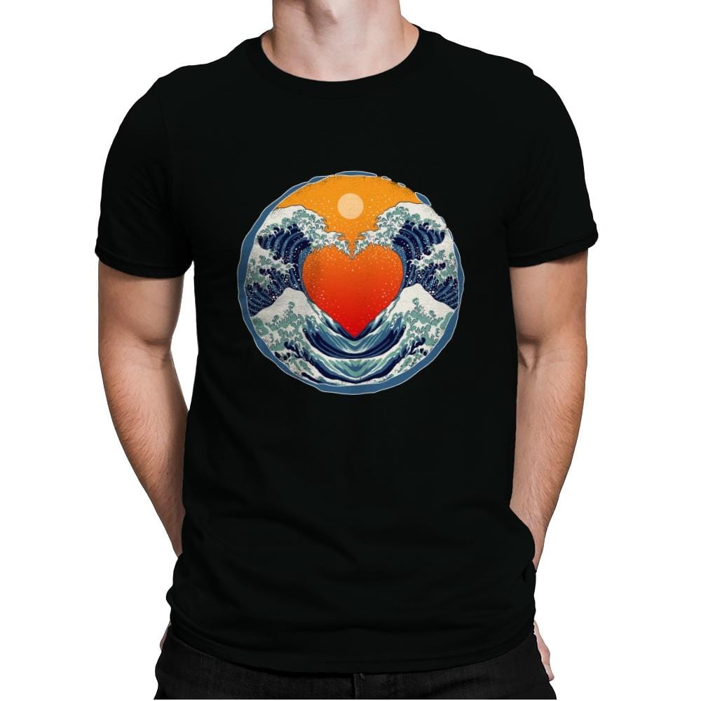 Waves of Love - Mens Premium T-Shirts RIPT Apparel Small / Black