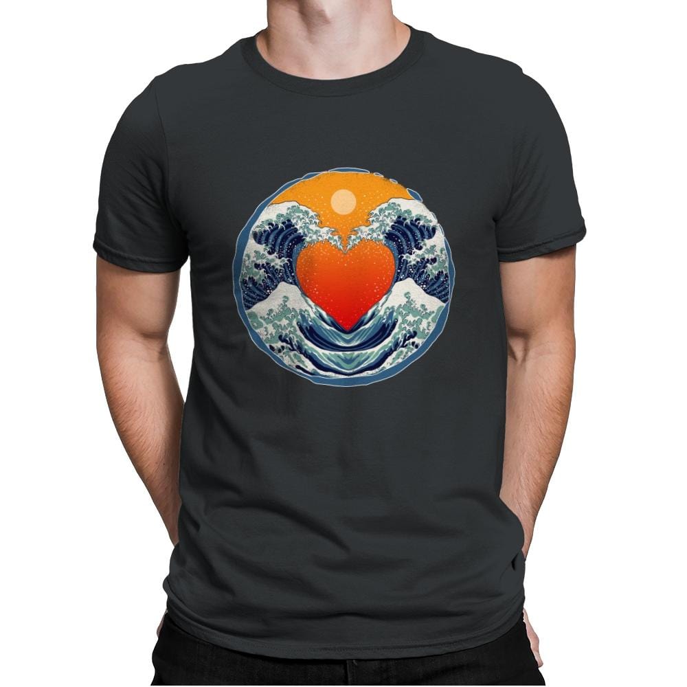 Waves of Love - Mens Premium T-Shirts RIPT Apparel Small / Heavy Metal