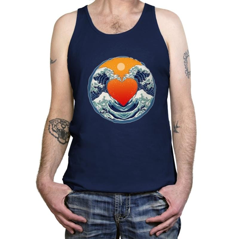 Waves of Love - Tanktop Tanktop RIPT Apparel X-Small / Navy