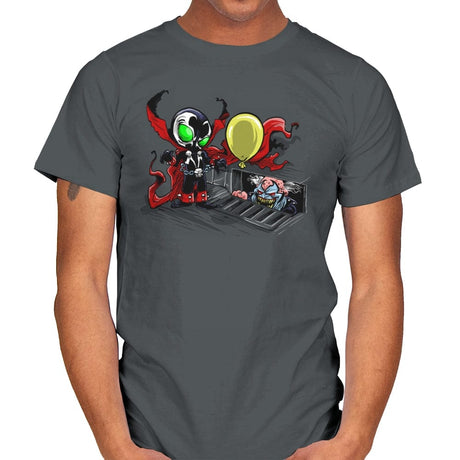 We All Spawns Float Down Here - Mens T-Shirts RIPT Apparel Small / Charcoal