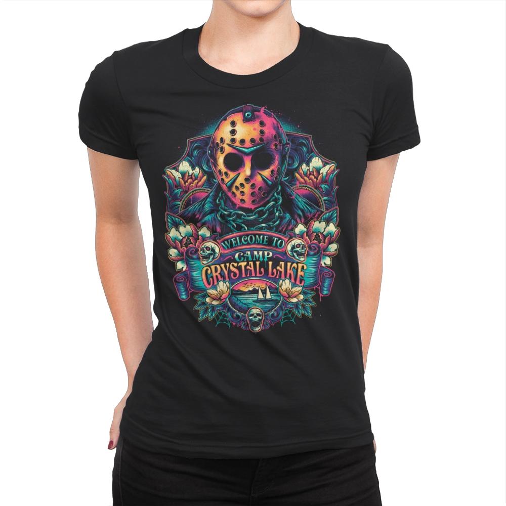 Welcome To Camp - Womens Premium T-Shirts RIPT Apparel Small / Black